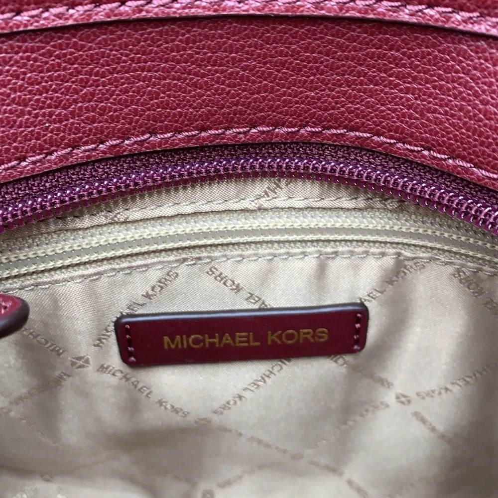 Michael Kors Hamilton Small Satchel Shoulder Crossbody Bag Dark Cherry color
